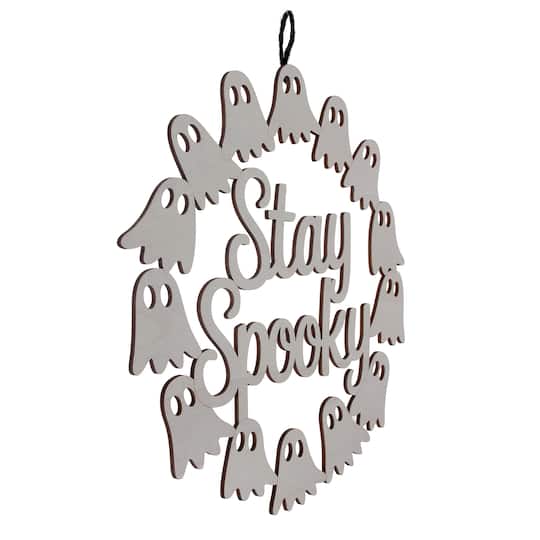 15.5" Stay Spooky Ghost Wreath DIY Wood Plaque by Make Market®